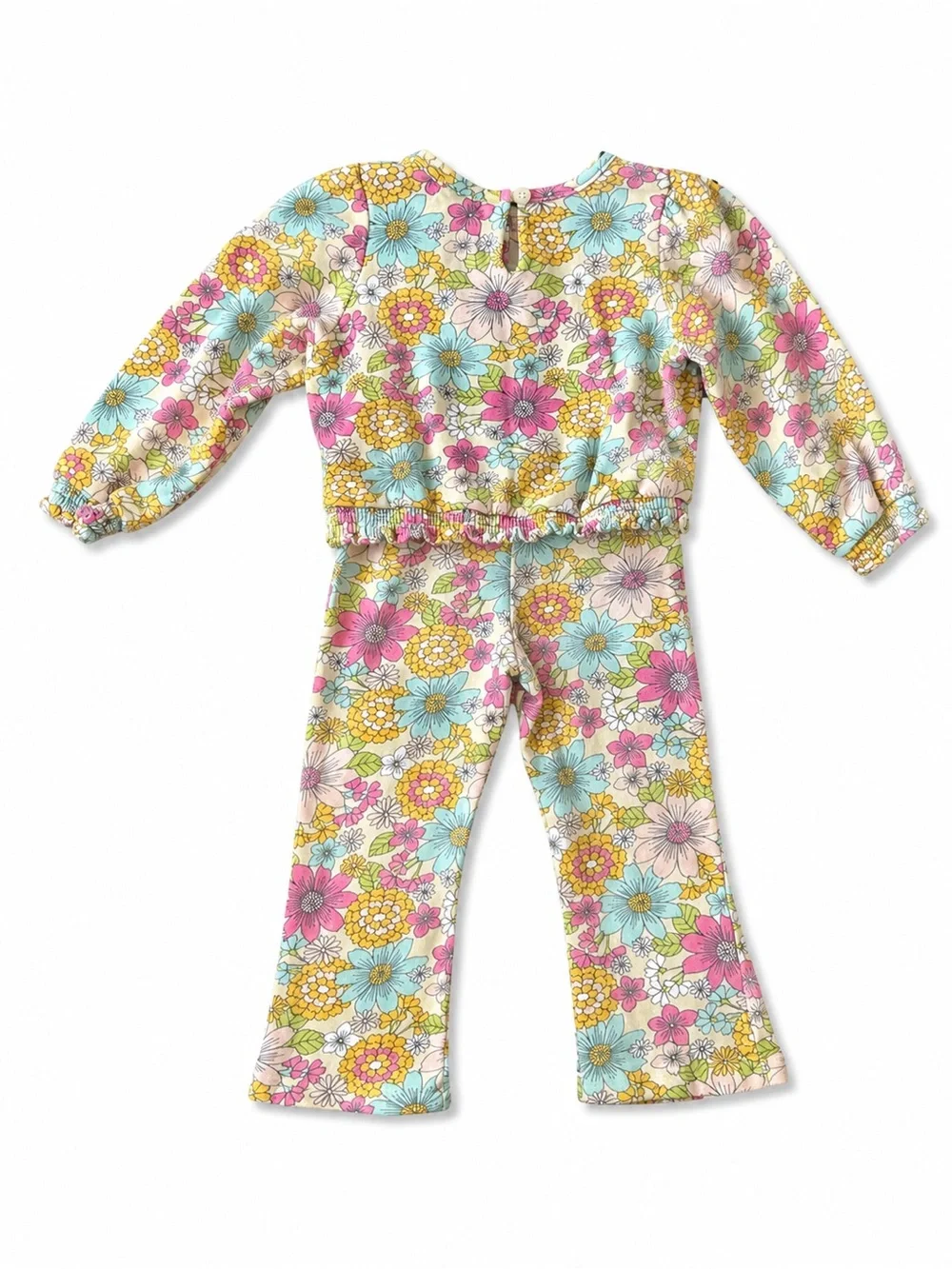 Peek Kids Floral 2 Piece Sweatshirt & Flare Pants Set 24M EUC